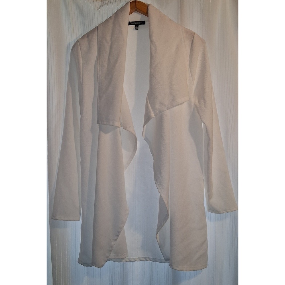 SIMPLICITY by‎ Azul Women's White Waterfall Drape Cardigan Jacket 1X